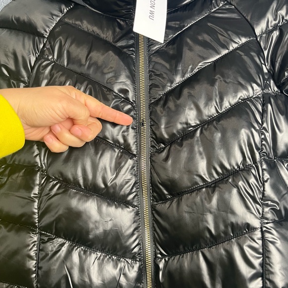 Jason Wu Shiny Black Hooded Packable Puffer Jacket - Picture 4 of 7